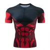 Magliette da uomo 2023 Night T-shirt stampata in 3D Compressione da uomo Fitness Top manica corta