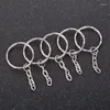 Anahtarlık 10/50pcs Metal Gümüş Kaplama Boş Anahtarlama Anahtarlık Bölünmüş Halka Keyfob Anahtar Tutucu Yüzük Kadın Erkek Erkek Zincir Aksesuarlar Hediye