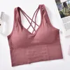 Camisoles Tanks Women Tank Top Backless Crop Kvinnlig Sömlös underkläder Sexig BRALETTE Fitness Aktiv slitage Lingerie Avtagbar vadderad Camisol