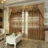 Cortina europeia Royal Luxury Gold Curtains envolvidas para a sala de jantar viva quarto pura/decoração de casa de voz