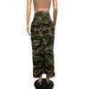 Rokken camouflage sexy side split denim lang voor vrouwen 2023 modezakken hoge taille rits rok rok vrouwelijk y2k goth feest rok