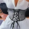 Andere Modeaccessoires Damen Lace Up Hollow BustiersTops Curve Shaper Stickerei Korsetts Bruststütze mit Blume für den Sommer J230502