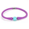 Bangle 7inch Multicolor Natural Stone armband Turquoises Jades Casual Siliconen touw voor mannen Women Fashion Jewelry Diy Gift