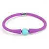 Bracelet 7 pouces multicolore pierre naturelle Bracelet Turquoises Jades décontracté Silicone corde pour hommes femmes mode bijoux bricolage cadeau