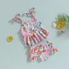 Ensembles de vêtements infantile bébé fille 2 pièces maillots de bain été imprimé fleuri sans manches Camisole et volants plage Shorts ensemble maillots de bain