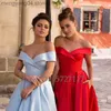 Party Dresses Simple V-hals Satin Evening Dress Off Shoulder A-Line Sweep Train Party Dresses Prom Gown Anpassad Made T230502