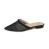 Pantofole Scarpe estive da donna Canna cava Morbidi scivoli esterni Sandali Scarpe da spiaggia Tacco basso Nero Beige Marrone