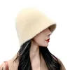 Berretti Fashion Brand Style Women's Winter Warm Bucket Hats Female Outdoor Faux Fur Fisherman Caps