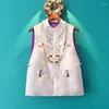 Gilets pour femmes Vintage Femmes Blanc Gilet Printemps Mode Papillon Broderie Gilet Qipao Veste Sans Manches Dames Cheongsam Tops H2929