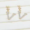 Marque de luxe Designers V Lettres Stud Dangle Boucle D'oreille Femmes Célèbres Cristal Strass Boucle D'oreille De Noce Jewerlry 20 Style