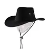 Beretten 1 stks westerse stijl cowboy hoed voor mannen vrouwen zomer solide kleur zon buiten brede rand mannelijk rijkappen feest fedora