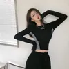 Koszulka damska Yedinas Patchwork T Shirt for Women Streetwear Gothic Long Rleeve Top Y2K Slim Hip Hop Tee Shirt Femme Korean Autumn 230428