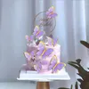 Party Favor 11st/Set Happy Birthday Fairy Fjärils tårta Topper pappersrosa dekorationer för barndekor Babyduschgåva