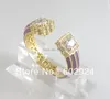 Bangle GrayBirds Luxury Bracelets Bangles For Women Square Zirconia And Crystal Enamel Black Purple Pink Yellow Blue 5 Colors