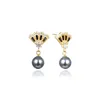 Stud -oorbellen Authentiek 925 Sterling Silver Pearl Earring Gold Color Fashion Fan For Women Girl Wedding Party Sieraden Gift