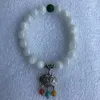 Strand Naturalny hetian biały kamień 10 mm okrągłe koraliki z tybetańskimi srebrnymi zamekami zamknięcia Bracelet Braceletów na szczęście dla kobiet biżuteria modowa