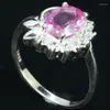 Klusterringar 16x14mm Jazaz 3.7G Elegant Real Pink Sapphire Green Emerald Amethyst Ruby Blue CZ 925 Solid Sterling Silver