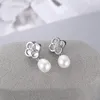 Bengelen oorbellen fijne sieraden 925 sterling zilveren druppel luxe bloem parel oorbel voor vrouwen bruiloft geschenken