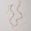 Cara Carker Chokers colorido Colar de corrente de strass de luxo para mulheres encantadoras de jóias de partida de liga de metal de cor dourada