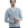 Herentruien Kasjmier trui mannen gebreide pure merinowol v-hals lange mouwen dikke pullover winter herfst mannelijke jumper kleding