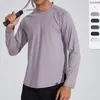 Camisetas masculinas Kamb cor sólida fitness de fitness de manga longa shirts sportswear sportswear seco rápido respirável tênis badminton