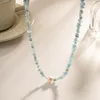 Кокер минар необычный синий нерегулярный натуральный камень пресноводные жемчужные ожерелья с бисером.