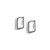 Boucles d'oreilles créoles LAVIFAM Pure 925 Sterling Silver Double Layer Square Huggie S925 Minimalist Small Ear Jewelry