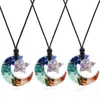 Pendant Necklaces 12pcs Epoxy Resin Colorful Gravel Star Crescent Moon Charms Necklace Rope Chain