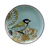 Ensembles de vaisselle cadeau de noël oiseau créatif peint à la main maison ensemble en céramique 7 pièces vaisselle en porcelaine bol de riz assiette tasse de lait