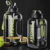Mugs 2 Liter Water Bottle with Straw Large Portable Travel Bottles For Training Sport Fitness Cup with Time Scale FDA Free Z0420