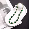 Choker Dvacaman Vintage Green Crystal Necklace High Quality Copper Inlaid With Zircon For Women Sparkly Jewelry Wedding