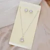 Ketten Glänzender Zirkon Einfache Geometrische Strass Halskette Ohrringe Für Frauen Wassertropfen Kristall Hochzeit Braut Schmuck Sets Zubehör