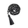 Hänghalsband islamiska muslimska tasbih bön 99 pärlor radband 8mm svart onyx knuten med tofs smycken