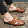 Crocodile patroon mannen half zomerschoenen voor mannen muilezels casual designer schoenen mode loafers luxe slippers sociale mocassins