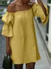 ドレスセルミアセクシーな短いパフスリーブサンドレス女性オフショルダーミニドレス2022サマーパーティーベスティドスプリーツコットンローブ