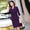 Arbetsklänningar Korean Autumn Winter Formal Women Office Lady Uniformer Professional Dress Suits Green Vest kjol Blazer Set 5xl