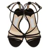 Designer Sexiga kvinnor Sandal High Heels Shoes Dive Crepe Gladiator Sandalias Toe-Ring Sandaler Black Leather Cool Evening Party Wedding Shoes 35-43