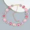 Choker Luxury Multicolors Rhinestone Gems Halsbandsmycken för kvinnor Trendiga mode Kort uttalande