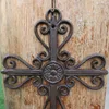 Candle Holders 2 Pieces Vintage Browm Cast Iron Wall Cross Sconce Candlestick Tealight Home Decoration Outdoor Garden Ornaments