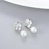 Bengelen oorbellen fijne sieraden 925 sterling zilveren druppel luxe bloem parel oorbel voor vrouwen bruiloft geschenken