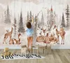 Tapeten Papel De Parede Wald Retro Elch Tiere Tapete Schlafzimmer Wohnzimmer TV Hintergrund Tapete