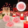 Decorative Flowers Head Rose Flower Artificial Wall Light Centerpiece Table Wedding Diy Craft Black Mini Silk Faux Fake Stemless