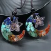 Pendant Necklaces 12pcs Epoxy Resin Colorful Gravel Star Crescent Moon Charms Necklace Rope Chain