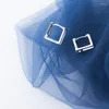 Boucles d'oreilles créoles LAVIFAM Pure 925 Sterling Silver Double Layer Square Huggie S925 Minimalist Small Ear Jewelry