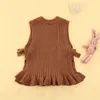 Pullover Baby Girl Fashion Bow Solid Sweater Vest 6m-3y Enfant pour enfant en bas âge printemps
