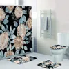 Rideaux élégant Boho aquarelle plumes fleurs sauvages rideau de douche et tapis ensemble feuilles peinture florale salle de bain rideaux tapis décor