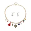 Chaînes 2 pièces/ensemble flocon de neige collier boucles d'oreilles noël luxe ensemble de bijoux accessoires Festival saint valentin fête cadeaux 2023