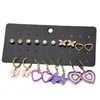 Bengelen oorbellen kroonluchter 9pair/set Korean schattige vlinder hart oor noppen mode trend openwork love acryl stud voor jeugdmeisjes vrouwen