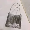 Borse da sera Borse da donna 2023 Designer Luxury Argento Paillettes in metallo Catena Borsa intrecciata Borse vuote e 230427