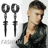 Hoop Earrings BONISKISS 2023 Gothic Character Cross Sword Shape Punk Stainless Steel Men Jewellery Gift